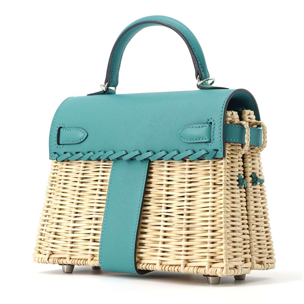 HERMES mini kelly picnic Vert Verone Swift Leather Willow