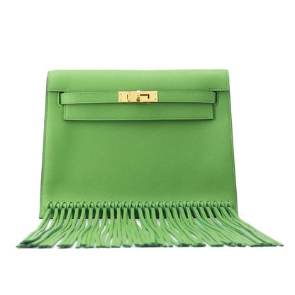 HERMES Kelly Dance Fringe Vert Yucca Swift Leather