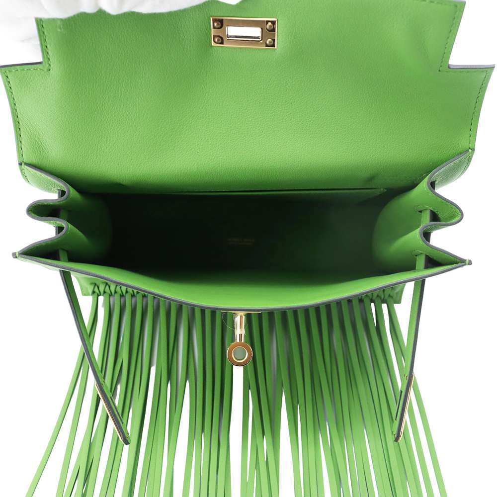 HERMES Kelly Dance Fringe Vert Yucca Swift Leather