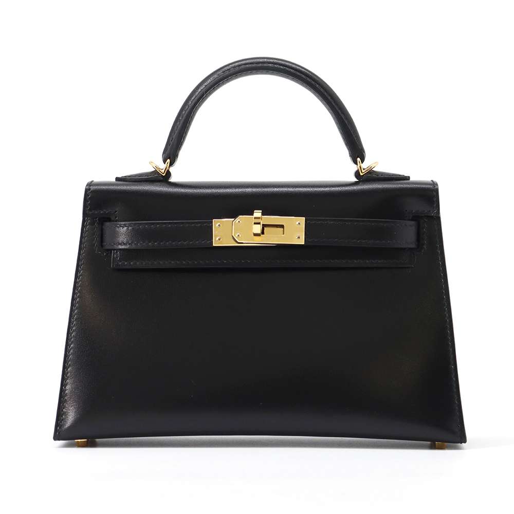 HERMES Mini Kelly Do Black Box Calf Leather