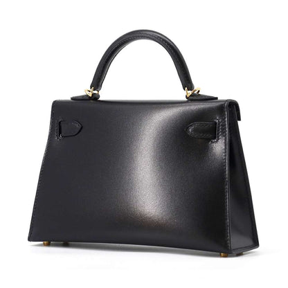 HERMES Mini Kelly Do Black Box Calf Leather