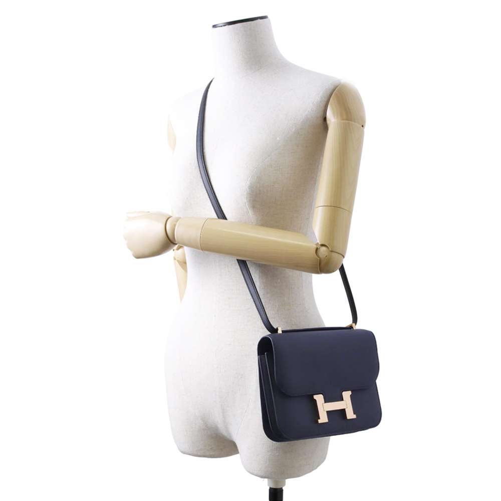 HERMES Constance3 Blue Indigo Swift Leather Size Mini