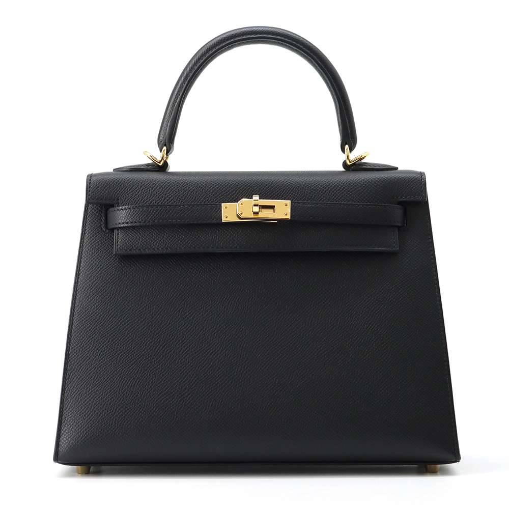 HERMES Kelly Sellier Black Epsom Size 25