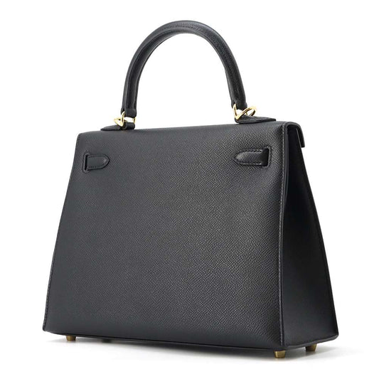 HERMES Kelly Sellier Black Epsom Size 25