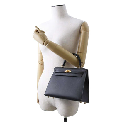 HERMES Kelly Sellier Black Epsom Size 25