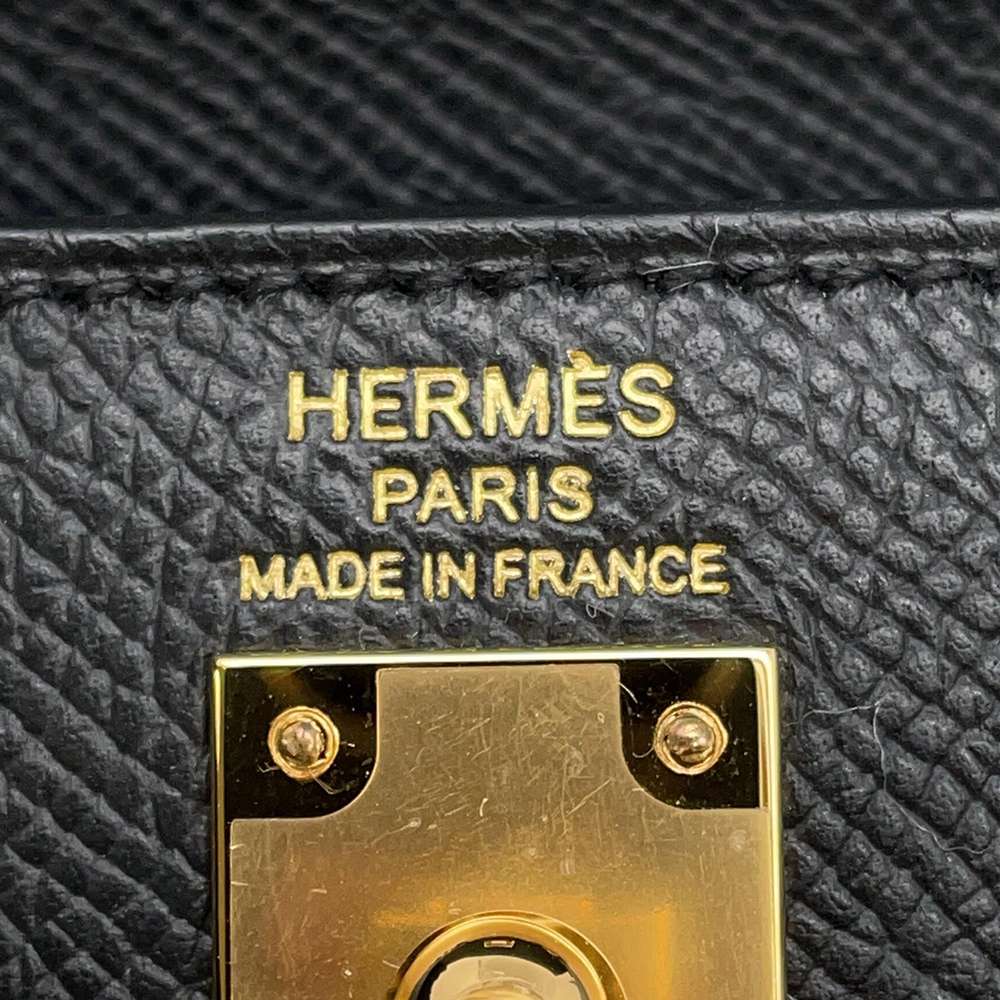 HERMES Kelly Sellier Black Epsom Size 25