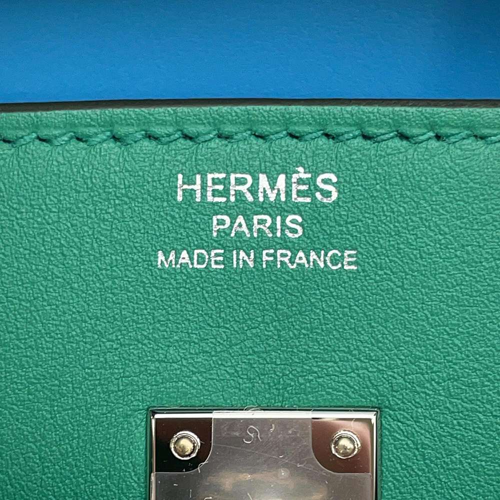 HERMES Birkin Verso Vert Vertigo/Celeste Swift Leather Size 25