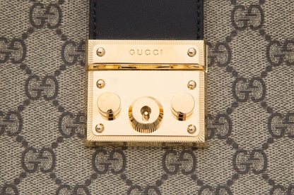 Gucci Black GG Supreme Padlock Series Tote