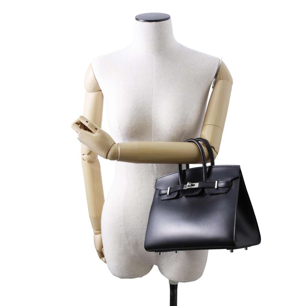 HERMES Birkin Sellier Black Box Calf Leather Size 25