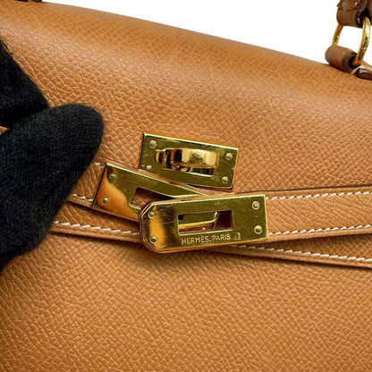 HERMES Mini Kelly Sellier stitching Natural Courchevel