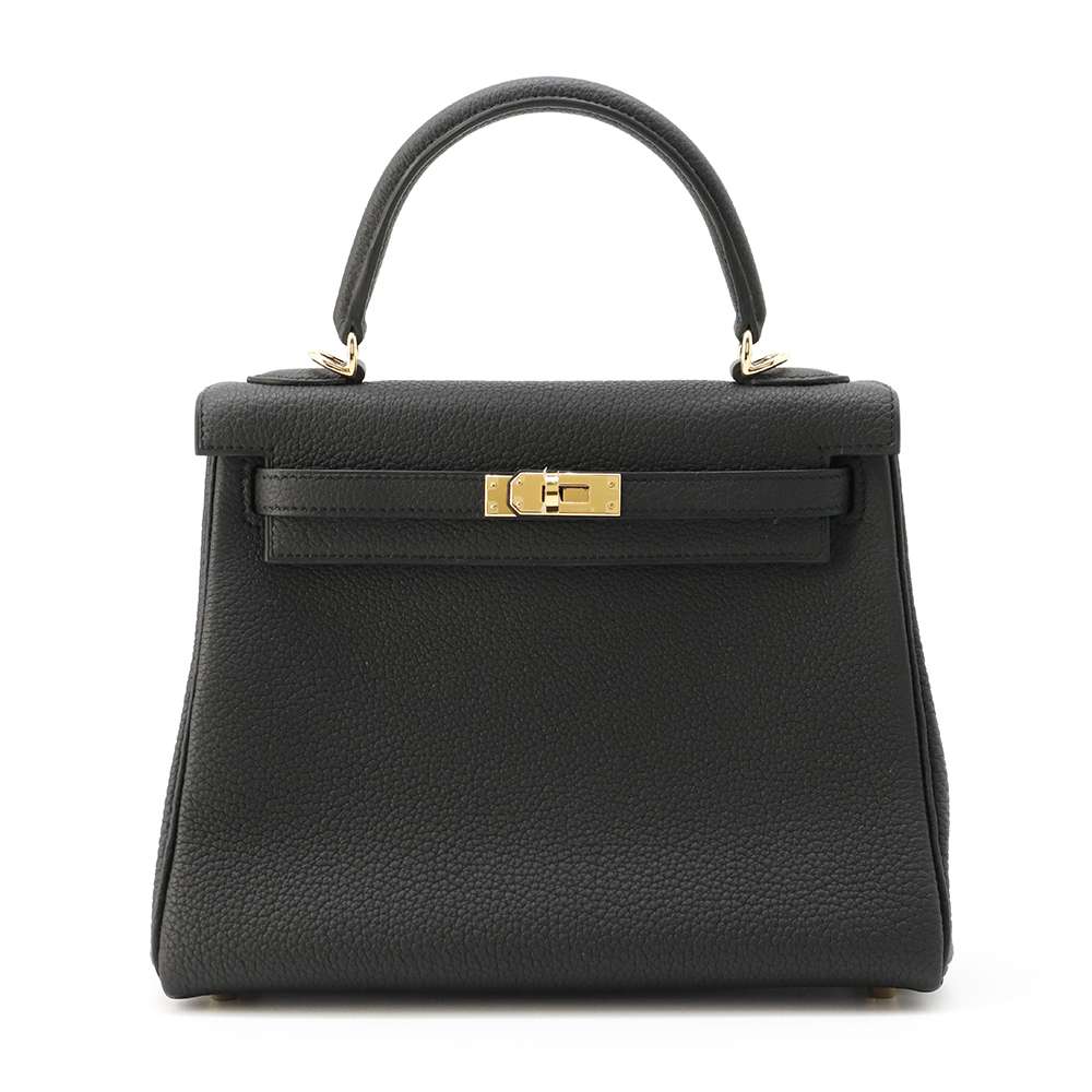 HERMES Kelly Retourne Black Togo Leather Size 25