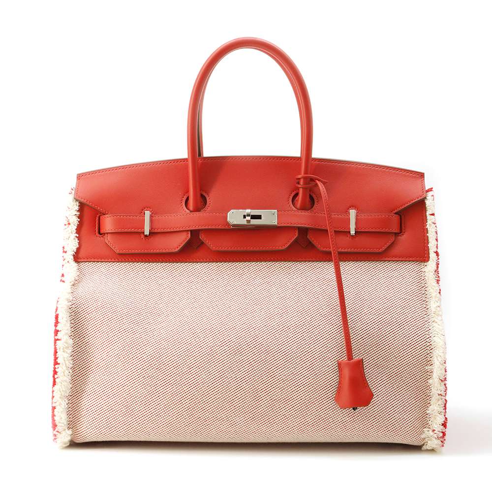 HERMES Birkin Frey Frey Rouge Coeur Swift Leather Twill Ash Size 35