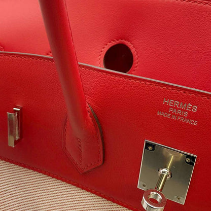 HERMES Birkin Frey Frey Rouge Coeur Swift Leather Twill Ash Size 35