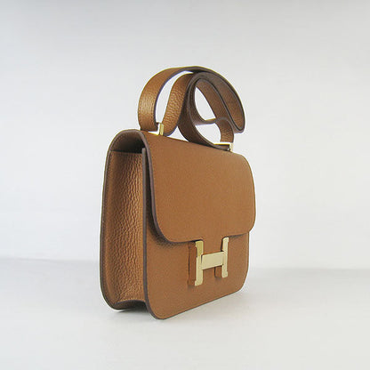 Hermes Constance Cowskin Leather Bag H017 light coffee golden