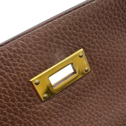 HERMES Kelly Sellier Marron Fonce Ardennes Leather Size 32