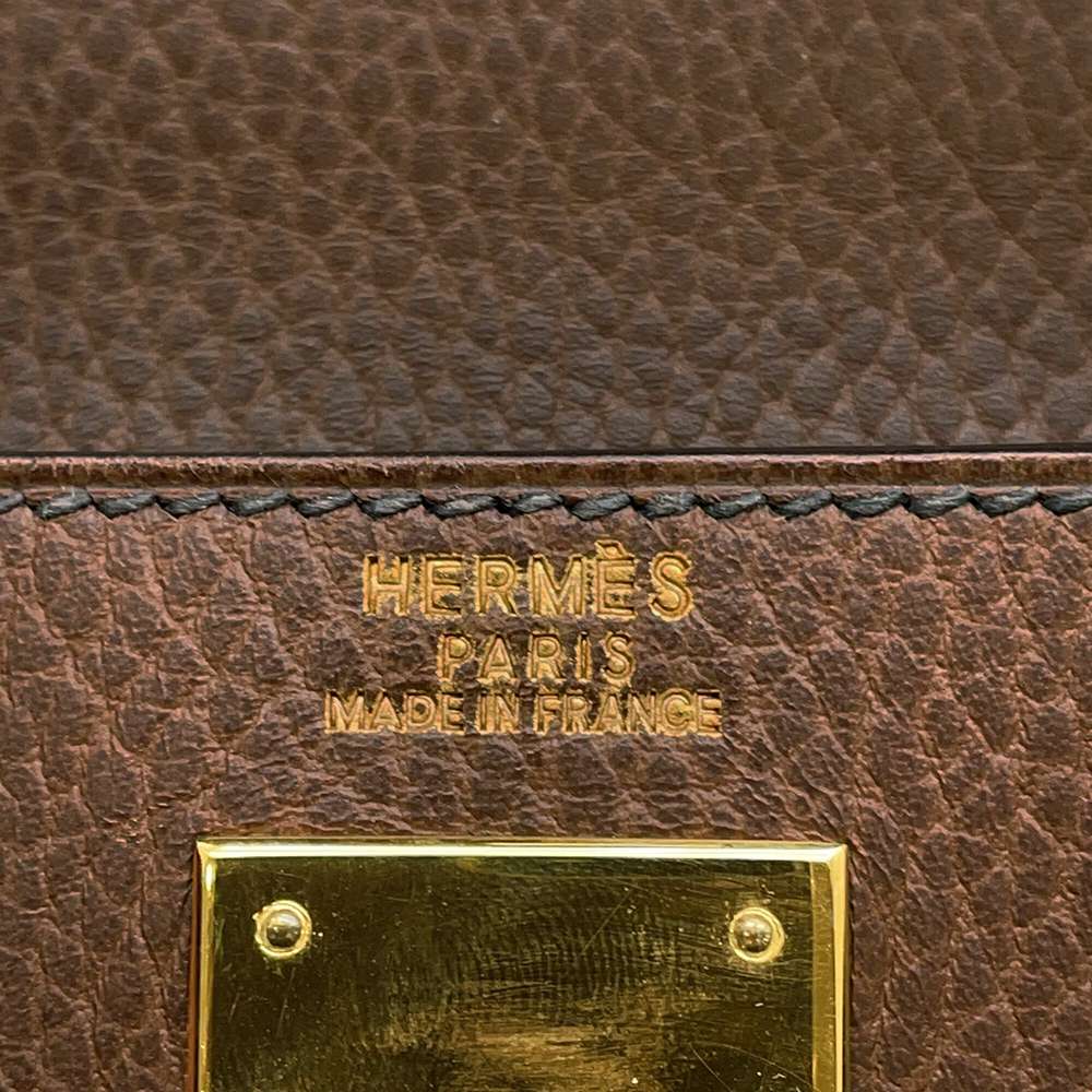 HERMES Kelly Sellier Marron Fonce Ardennes Leather Size 32