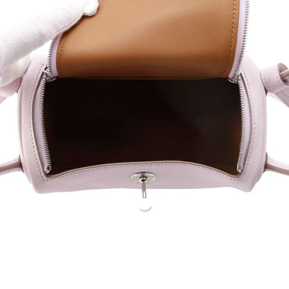 HERMES Lindy Verso Mauve Pale/Gold Swift Leather Size Mini