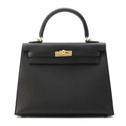 HERMES Kelly Sellier Black Epsom Size 25