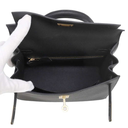 HERMES Kelly Sellier Black Epsom Size 25