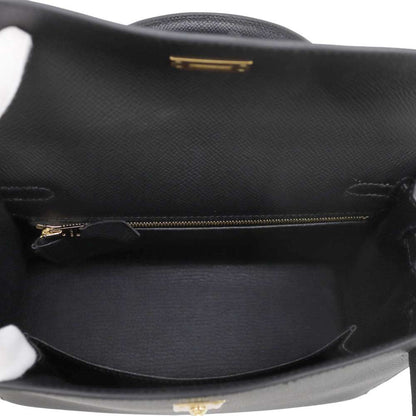 HERMES Kelly Sellier Black Epsom Size 25