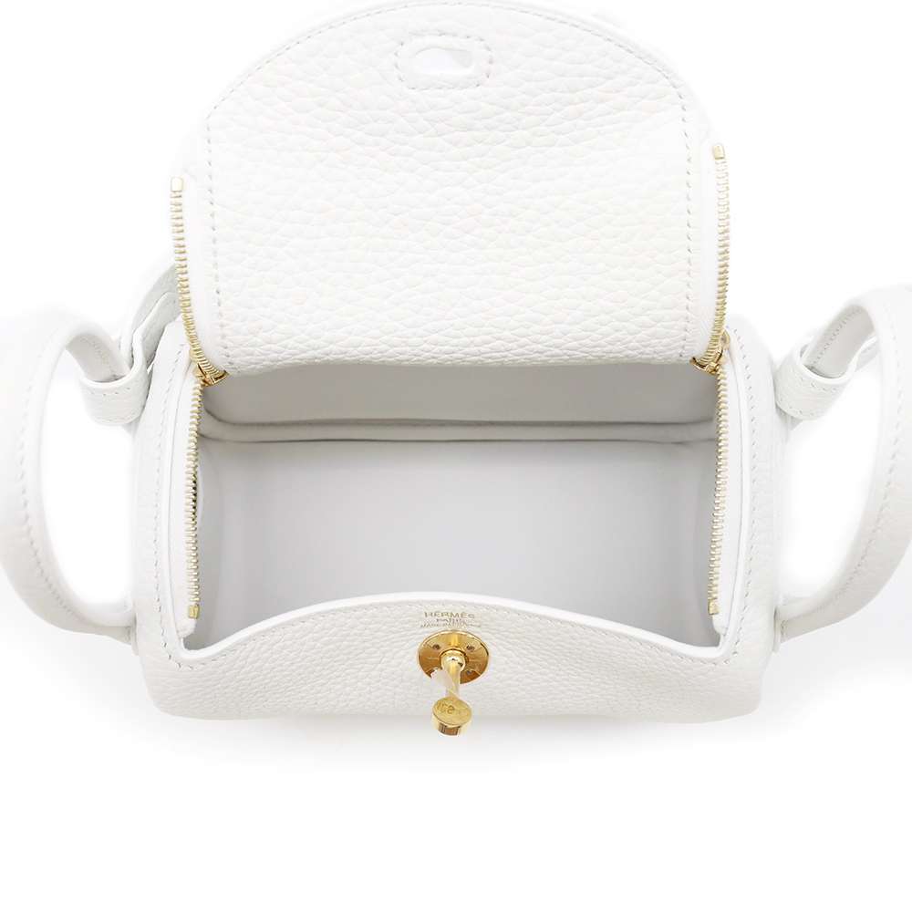 HERMES Lindy New White Taurillon Clemence Size Mini