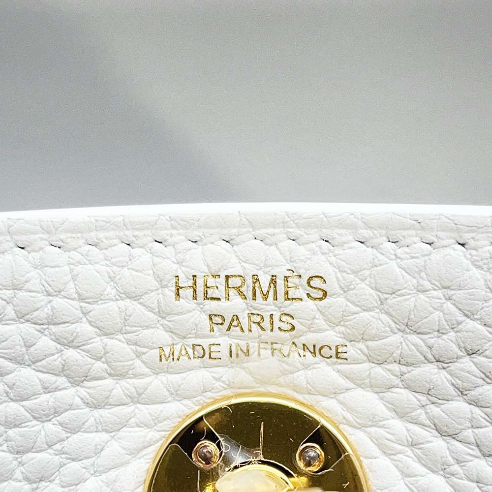 HERMES Lindy New White Taurillon Clemence Size Mini