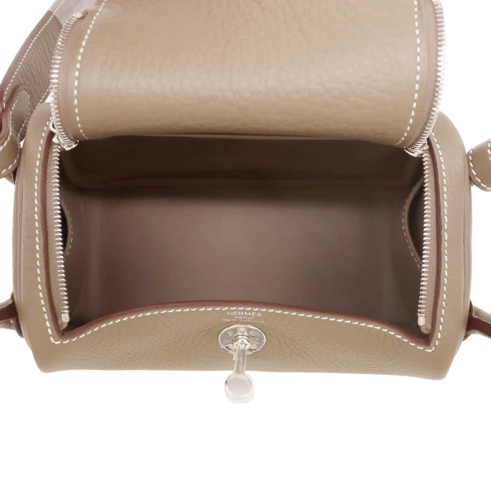 HERMES Lindy Mini Etoupe Taurillon Clemence