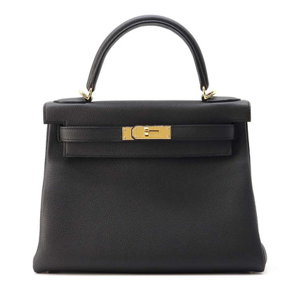 HERMES Kelly Retourne Black Togo Leather Size 28