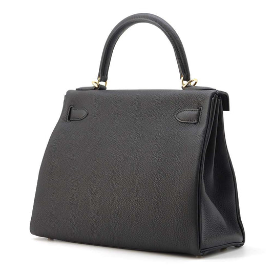 HERMES Kelly Retourne Black Togo Leather Size 28