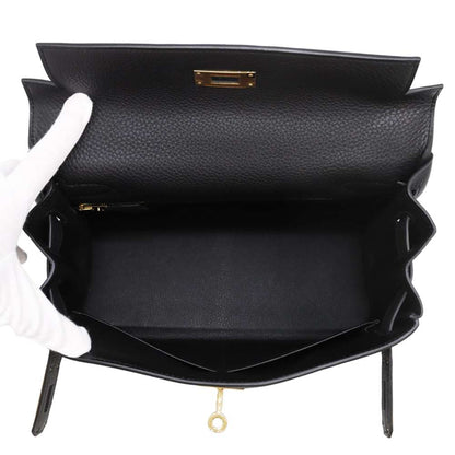 HERMES Kelly Retourne Black Togo Leather Size 28