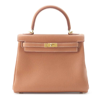 HERMES Kelly Retourne Gold Togo Leather Size 25