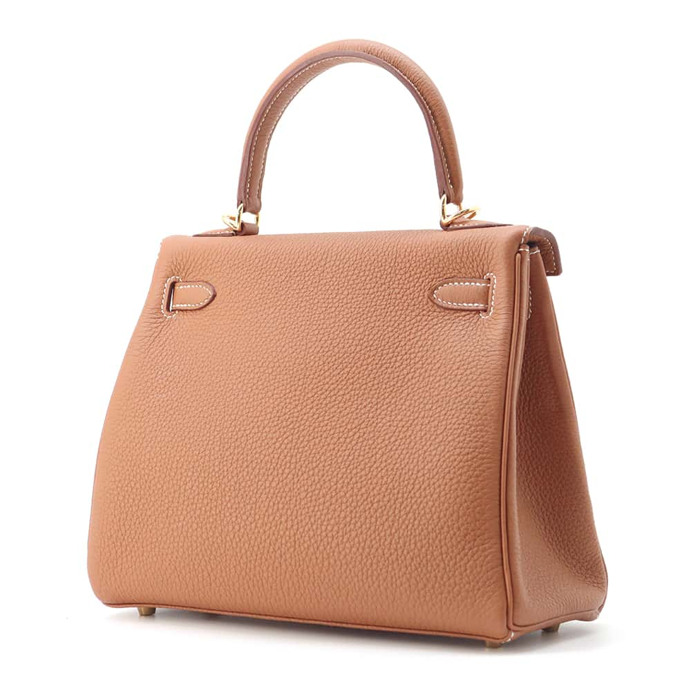 HERMES Kelly Retourne Gold Togo Leather Size 25