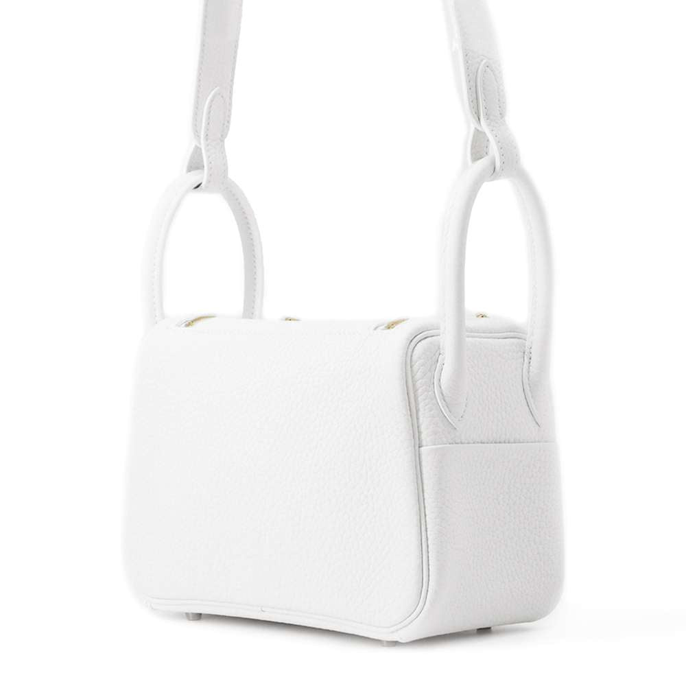 HERMES Lindy New White Taurillon Clemence Size Mini