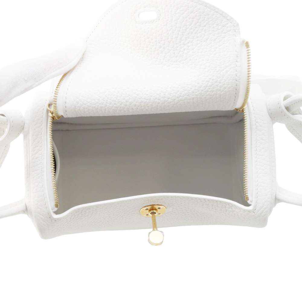 HERMES Lindy New White Taurillon Clemence Size Mini