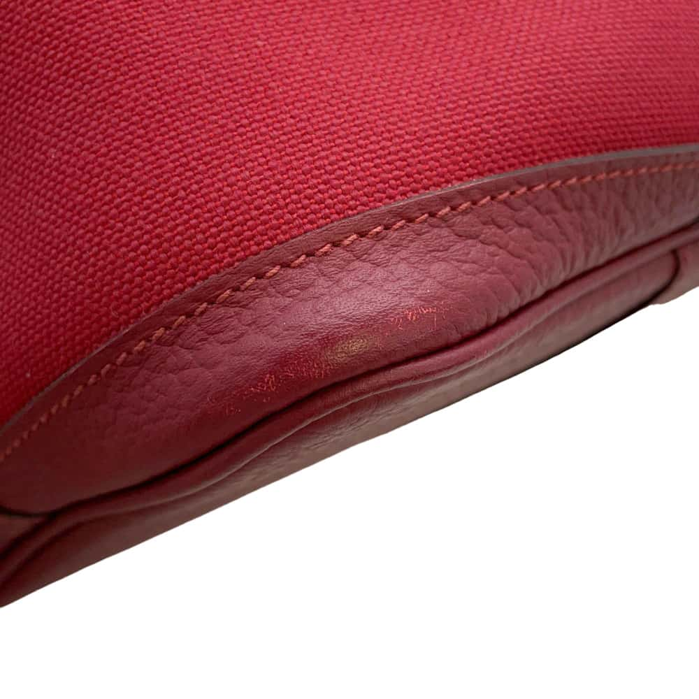 HERMES Garden Party Rouge Grenat Toile Officier Negonda Leather Size 36