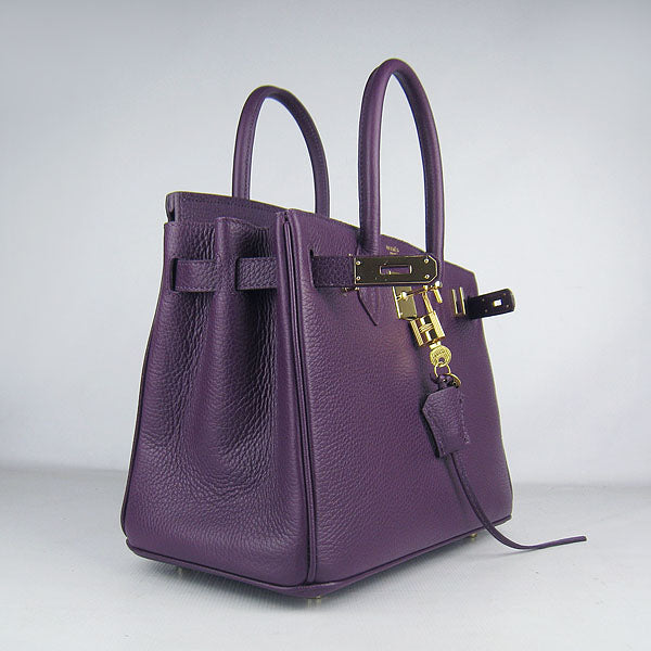 Hermes Birkin 30cm Togo leather Handbags purple golden