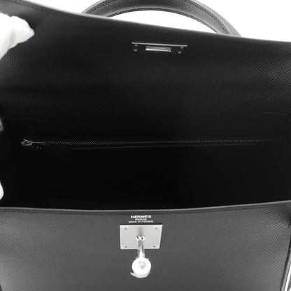 HERMES Kelly Sellier Black Epsom Size 28