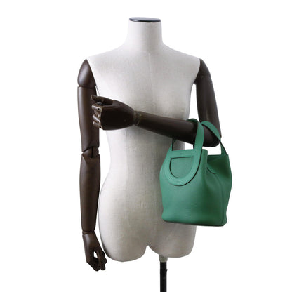 HERMES in-the-loop Tote Bag Vert Vertigo Taurillon Clemence Swift Leather Size 18