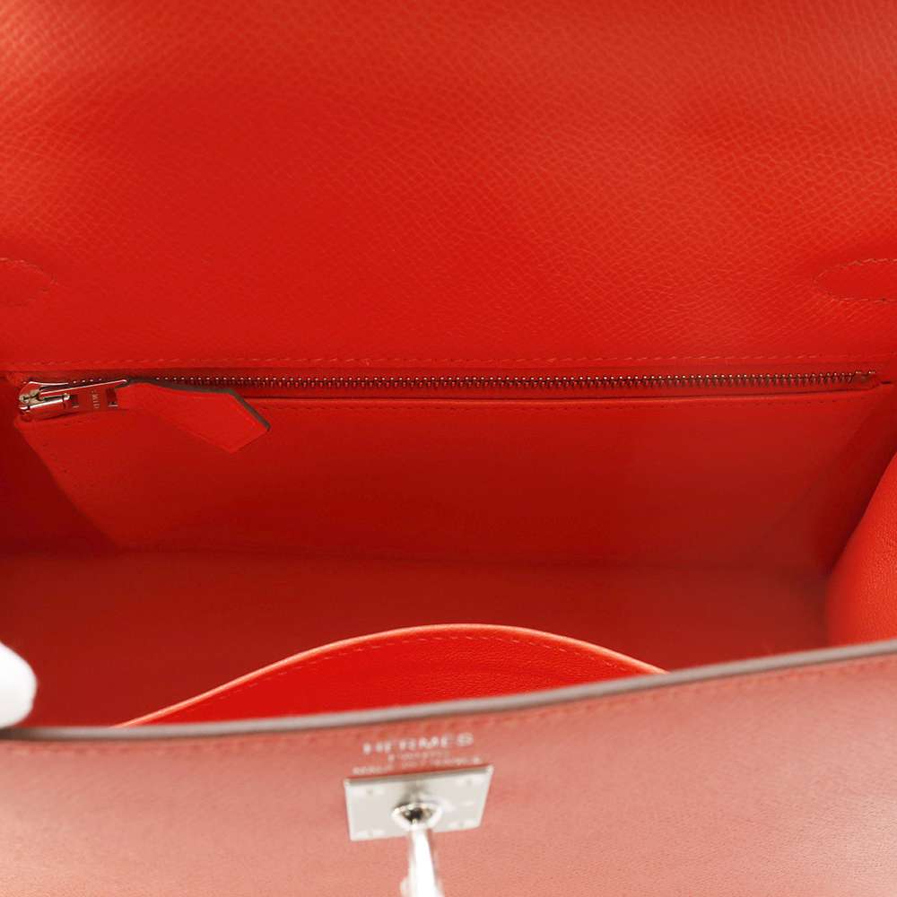 HERMES Kelly Sellier Orange Field Epsom Size 25