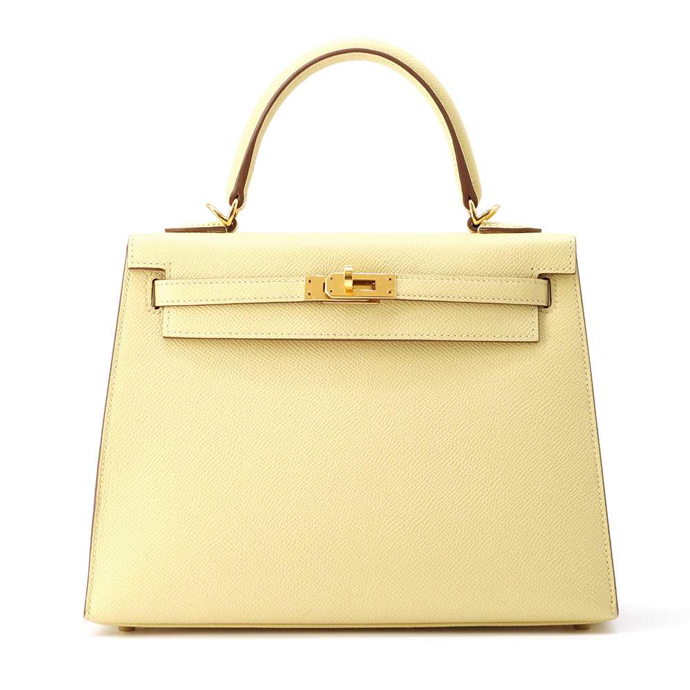 HERMES Kelly Sellier Jaune Poussin Epsom Size 25