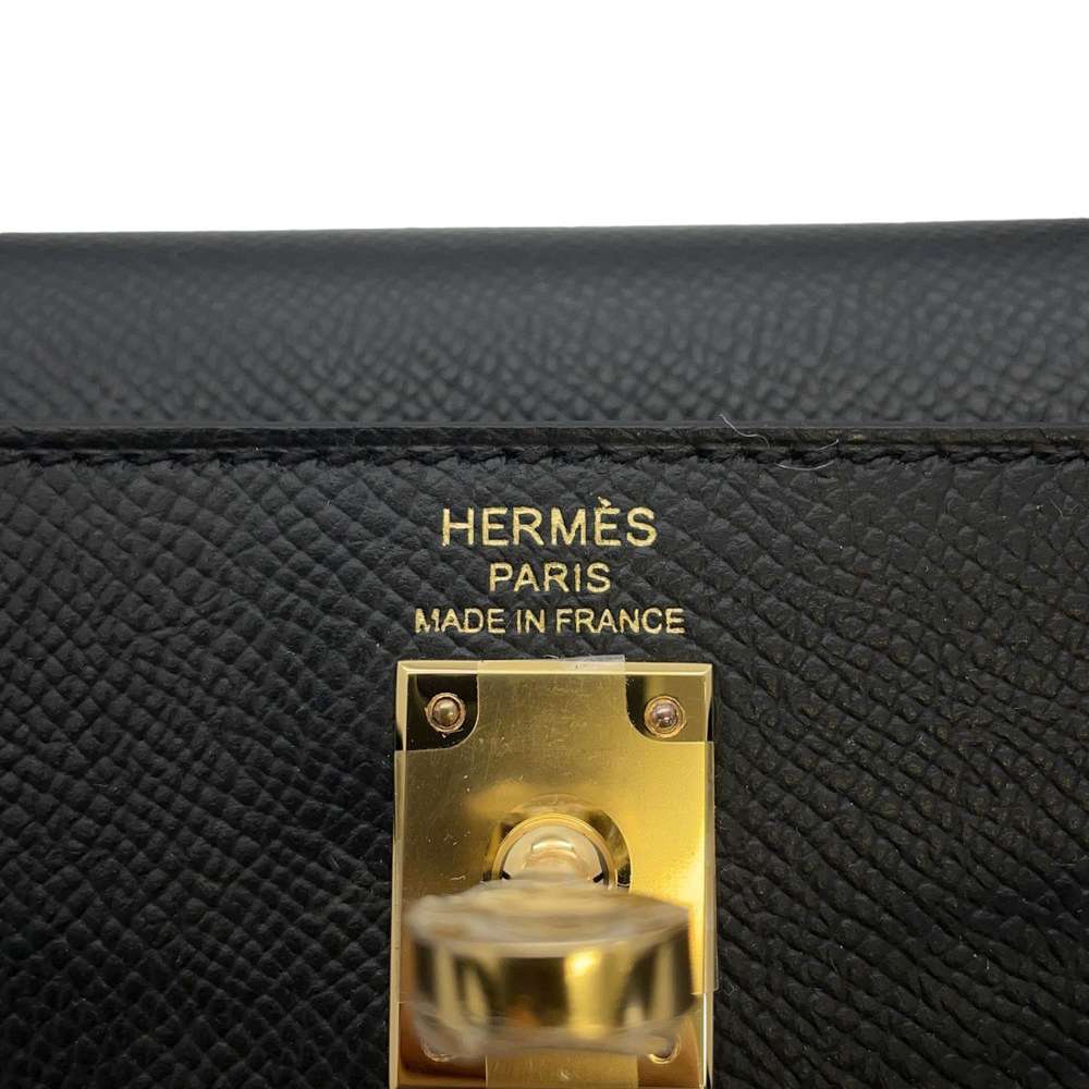 HERMES Kelly Sellier Black Epsom Size 25