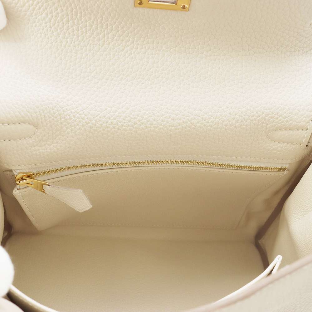 HERMES Kelly Retourne Craie Togo Leather Size 25