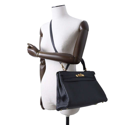 HERMES Kelly Retourne Black Togo Leather Size 32