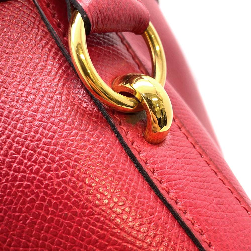 HERMES Farming Shoulder Bag Red Courchevel Size GM