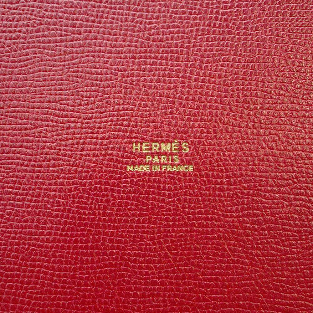 HERMES Farming Shoulder Bag Red Courchevel Size GM