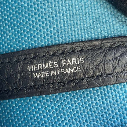 HERMES Garden Party New Blue Jean/Blue Indigo Toile Military Negonda Leather Size TPM