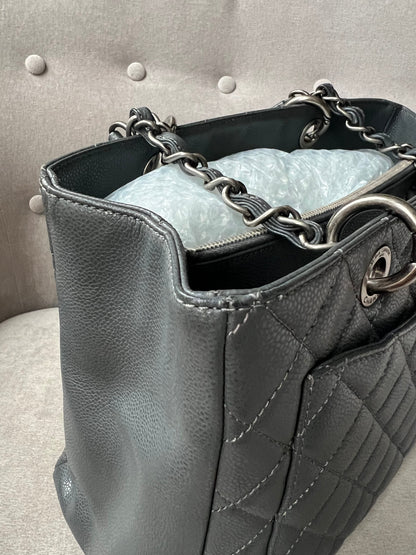 Chanel Grey Caviar Grand Shopper Tote (GST) Silver Hardware