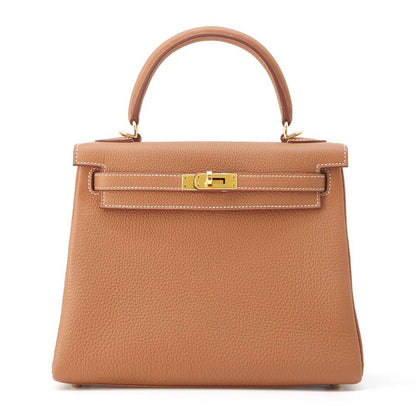 HERMES Kelly Retourne Gold Togo Leather Size 25