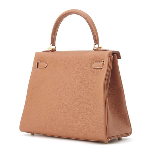 HERMES Kelly Retourne Gold Togo Leather Size 25