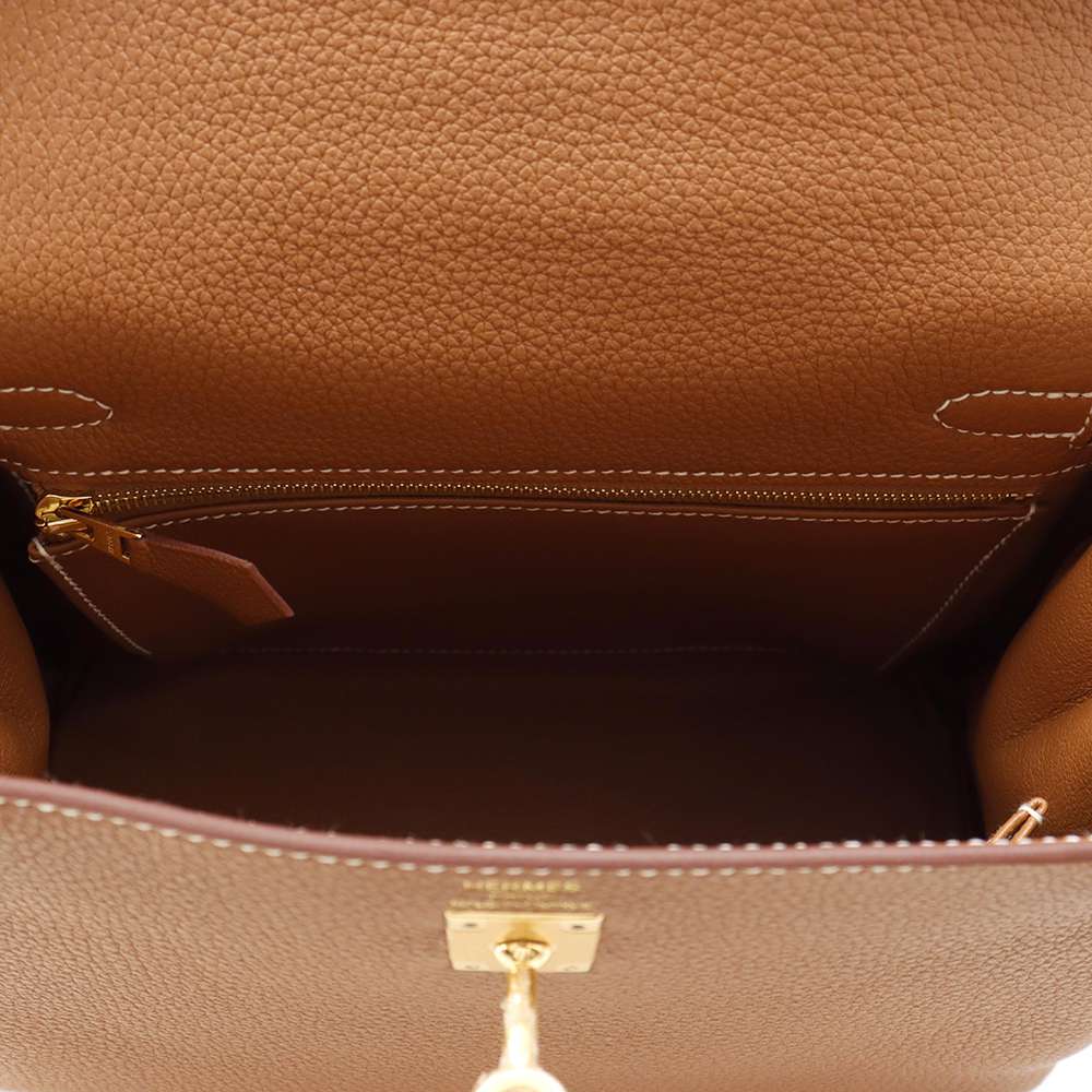 HERMES Kelly Retourne Gold Togo Leather Size 25